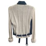 Cache Blue Denim Ivory Body Wool Blend Cream Knit Sleeve Top Jacket NWT $188 Photo 2