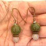 Agate and porcelain gold plated necklace and earrings set Photo 2