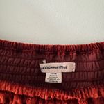 American Eagle  Red Velvet Cropped Smocked Blouse Flare Sleeves Photo 3