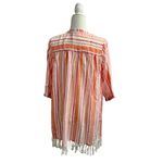Roller Rabbit  Tunic Swim Coverup Stripe Dress Tassels Pink Orange White Small S Photo 1