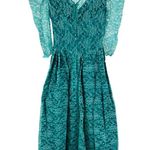 Barbara Q for Darva teal lace fit and flare puff shoulder formal dress vintage Blue Size 6 Photo 1