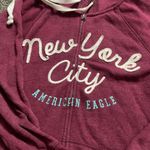 American Eagle burgundy logo zip up long sleeve hooded sweatshirt L Photo 2