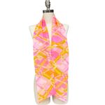 Vintage Mod Neon Pink Plaid Sheer Scarf Neon Mod Retro Long Wrap Sash Belt Scarf Photo 3