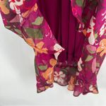 Maggy London Desert Bloom Floral Long Sleeve A-line Dress In Wine Ruffle Trim 2 Photo 13