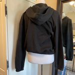 Just Be Medium Black V Neck Elastic Waist Hoodie Photo 2