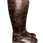 Hinge Brown Tall Distressed Leather Devin Riding Boots size 5.5 Photo 1