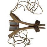 Steve Madden  Carolynn‎ Tan Animal Print Lace-Up Sandals Size 8 Lucite Heel Shoes Photo 3