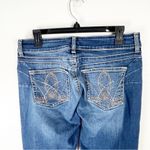 Wrangler Blue Denim Mid Rise Five Pockets Distressed Bootcut Jeans Size 10 Photo 12