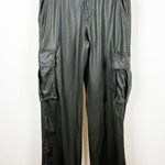 ZARA  Faux Leather High Waist Wide Leg Cargo Pants 6 Green Photo 1