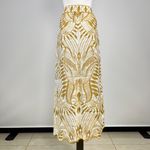 Farm Rio NWOT  Midi Skirt Off-White/Beige Lace Nature Wavy Hem Linen Size L Photo 1