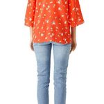 Shoshanna Bronwen Red Floral Print Cold Shoulder Square Neck Silk Top Size Small Photo 2