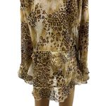 Simonton Says by George Simonton Animal Print Ruffled Kimono QVC Blouse Medium Brown Photo 1