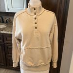 Comfy Tan Pullover Snap up Turtleneck Sweatshirt New Size XS Photo 3
