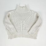 525 America Cable-Knit Mock Neck Pullover Sweater in Ivory | Size S Photo 6