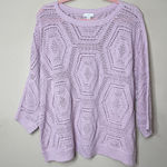 J.JILL Windsor Sweater Open Knit Crochet 3/4 Photo 0
