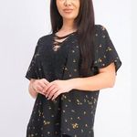 Nine Britton  Jasmyn lace up front orange floral blouse Photo 0