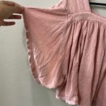 Free People Linen Sunsetter pink boxy flowy boho open back popover top Sz M Photo 7