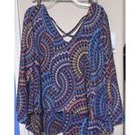 Liberty Love  Colorful blouse high low hem womens 1X oversized flowy Photo 0
