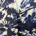 Theia Blue White Black Floral Faux Button Front Mandarin Collar Sheath Dress 2 Photo 12