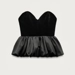 ZARA  NWT velvet satin peplum corset bubble sweetheart strapless black tube top Photo 9