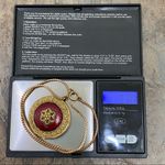 Vintage Burgundy Enamel Faux Mini Pearl Flower Ornate Gold Photo 9