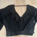 INA  Black Long Sleeve Sheer Ruffled Top - Size Medium Photo 2