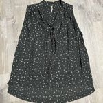 Free People  Womens Sleeveless Tie Neck Bow Tank Blouse Black Floral Size Medium Photo 1
