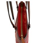 Dooney & Bourke  Red Lexington Pebbled Leather Tote Bag | Brown Handles Photo 6