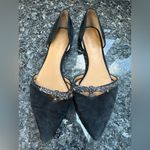 J.Crew Black Suede d'Orsay Flats with Silver Glitter Bow Women’s Size 9 Photo 1