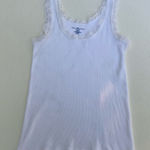 Brandy Melville  White Ribbed Lace Trim Tank Top One Size Photo 0