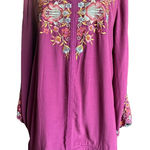 Soft Surroundings Pink Beaded Embroidered Boho Blouse Sz M Photo 0