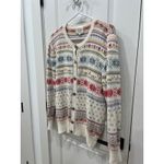 Susan Bristol Fair Isle Knit Cardigan Sweater Multi Color Floral Motif Women's M Photo 2