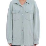 Avec Les Filles Mint Green French Terry Shirt Jacket Shacket Photo 0