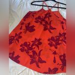 Banana Republic  Tank Top Cami Blouse Bright Orange/Red W/ Purple Print SIZE S Photo 6