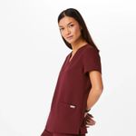 FIGS Casma 3 Pocket Scrub Top Size Small Burgundy Tech Nurse Medical Uniform Photo 1