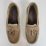 Sperry Womens Shoes 9M Light Brown Leather Top-siders Animal Print Tassel Front Photo 2