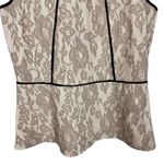Anthropologie  Weston Wear Piped Peplum Grey Sleeveless Lace Top Size Medium Photo 4