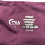 Zyia  Light N Tight Crop Capri Legging Burgundy Logo Stripe Photo 3