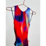 REBECCA VALLANCE Red White Side Waist Cutouts Del Prado Midi Dress size 8 Photo 3