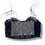 Urban Outfitters  Valentina Navy & Gingham Print Bustier w/ Tie Straps Size M Photo 2
