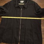 Flax  Black 100% Linen Front Zip Lightweight Jacket Blazer Size Large Photo 4
