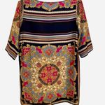 Sandra Darren Silky Handkerchief Dress with Gold Plate Keyhole Neckline Size 6 Photo 3