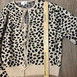 Sunday Edition Leopard Print Tie Front Cardigan Size L Coquette Bow Knit Tan Size L Photo 11