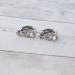 Vintage Clip On Earrings Stylish Chunky Silver Tone Half Hoop 0.75" Photo 8