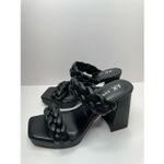 Anne Klein Sandals Womens Size 5.5 Black Braided Double Strap Slip On Heels Photo 1