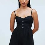 Madewell Sleeveless Wide Leg Jumpsuit 100% Linen Black Pockets Flowy US 00 NWT Photo 4