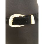 Cache  Black Suede Leather Gold METAL Hardware Rhinestones 1 1/4" Wide Belt Photo 10