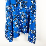 CAbi  Untamed Electric Blue Floral Handkerchief Hem Polka Dot Lined Dress Medium Photo 11