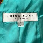 Trina Turk 100% Silk Turquoise Blue Medallion A-Line V Neck Dress Women's Size 6 Photo 3