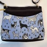 Danny K Dog Print Crossbody Bag Blue Black Adjustable Strap Zipper Pockets Photo 2